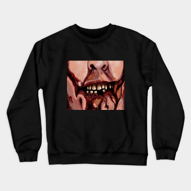 Spooky Zombie Mouth Crewneck Sweatshirt by TWOintoA